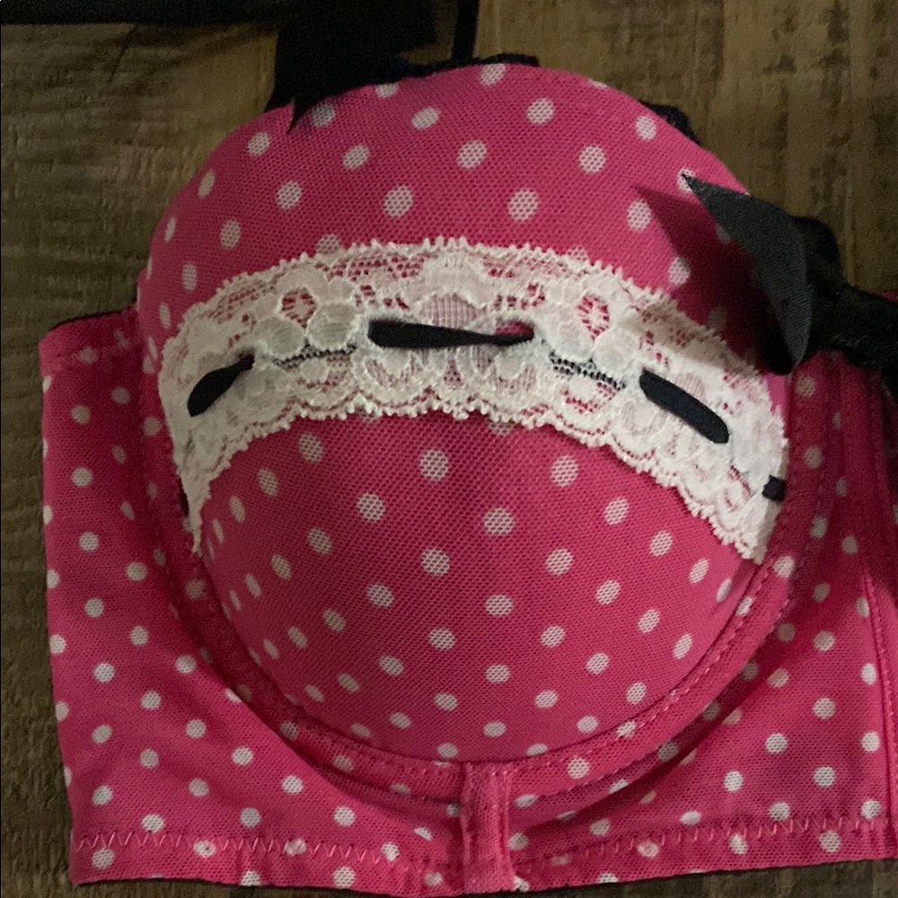 Pink and Black Polka Dot Lingerie Set - Picture 2 of 11